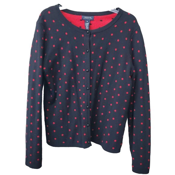 Jones New York Signature Polka Dot Wool/Angora Blend Button-Up Cardigan Size XL - Picture 1 of 5